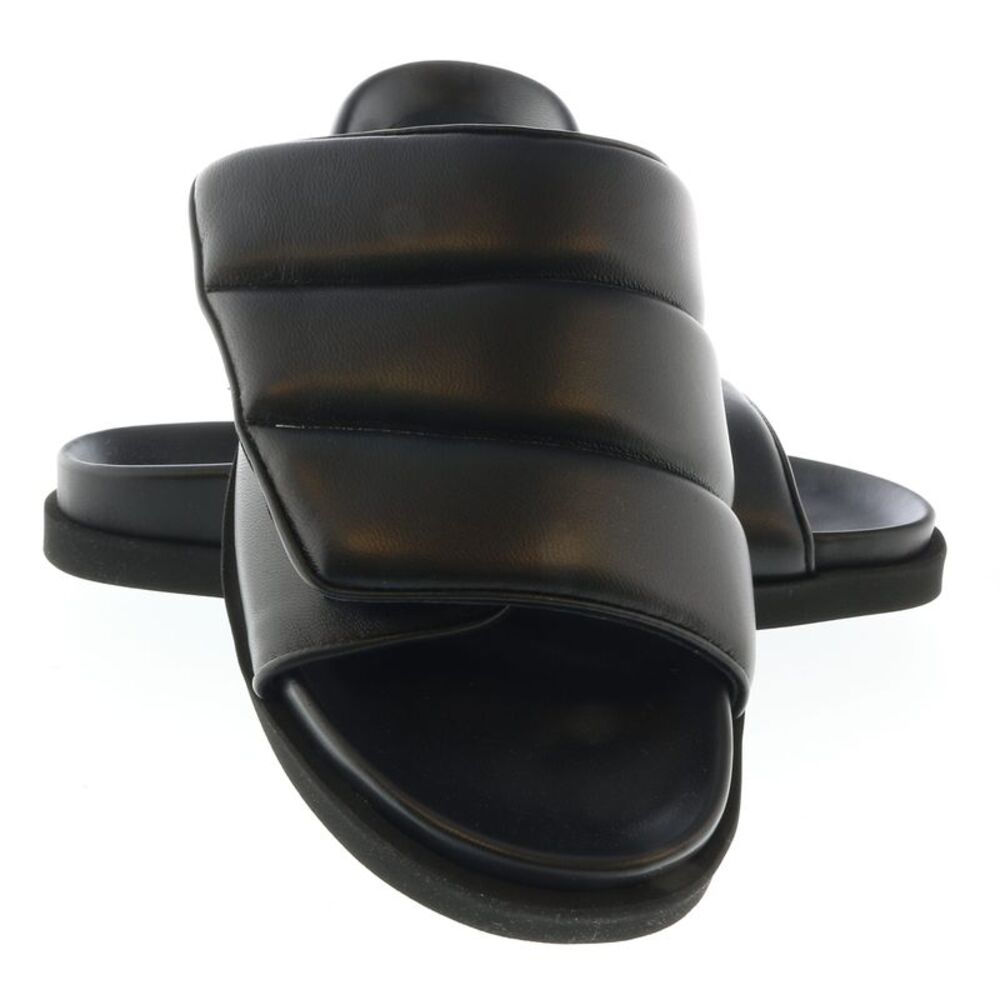 Gia Borghini Black Padded Leather Slides - Picture 2 of 4